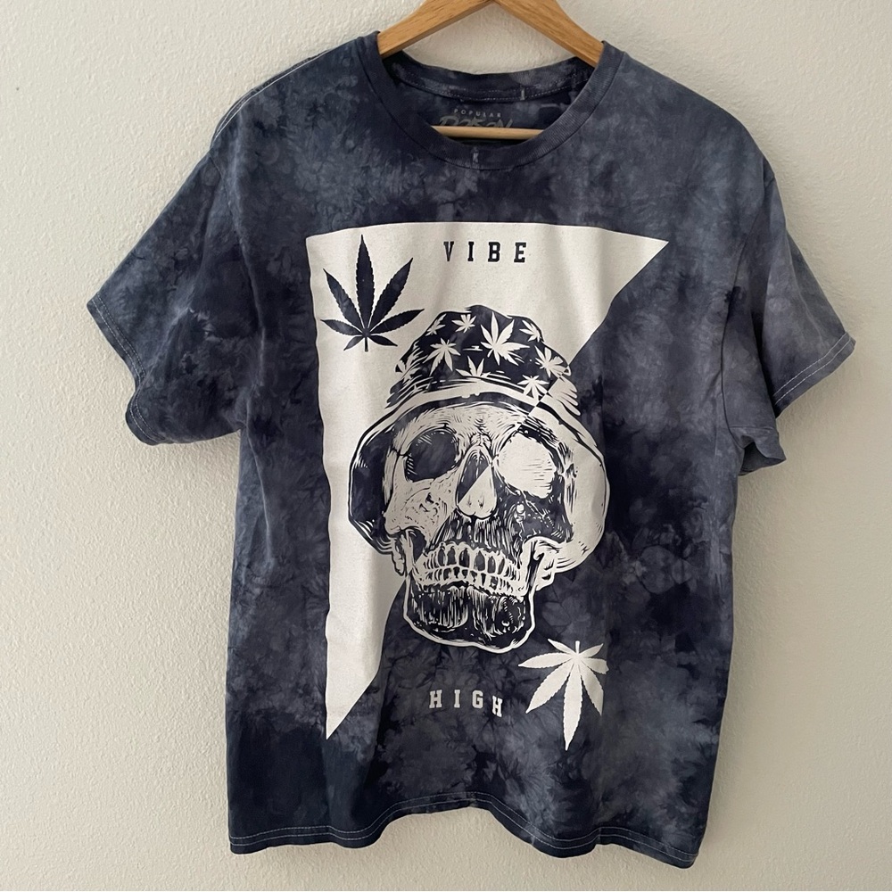Popular Poison Mens SZ L Blue Short Sleeve Graphic T-Shirt Tie Dye Vibe High